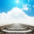 Railway to heaven in clouds and sun Royalty Free Stock Photo