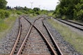 Railway track of an abandoned station in Lower Austria, Weinviertel Royalty Free Stock Photo