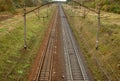 Railway track autumn background Royalty Free Stock Photo