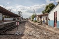 Railway track in a city Royalty Free Stock Photo