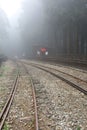 Railway Track Covered by Fog