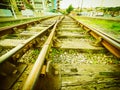 Railway track detail vintage retro Royalty Free Stock Photo