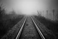 Railway track disappear in fog