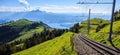 Railway track down Rigi Kulm Royalty Free Stock Photo