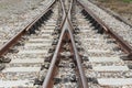 Railway track on gravel with concrete rail ties Royalty Free Stock Photo