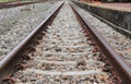 Railway track on gravel with concrete rail ties Royalty Free Stock Photo