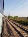 Railway track gravel india Royalty Free Stock Photo