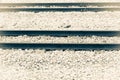 Railway track on gravel for train transportation. monochrome Vintage style