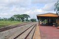 Railway track on gravel for train transportation