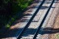 Railway track with a mound of gravel