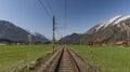 Railway track near Ebensee in spring nice morning