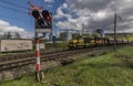 Railway track near Kostov station in spring nice sunny day