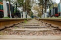 Railway track with old trains Royalty Free Stock Photo