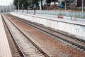The railway track, the platform Royalty Free Stock Photo