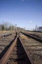 Railway track Railway rails. Arrow and denouement.