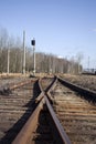 Railway track Railway rails. Arrow and denouement.