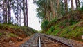 Railway track running over the hill Royalty Free Stock Photo