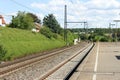 Railway track and station single and multiple tracks Railroad Waiting for the train Royalty Free Stock Photo