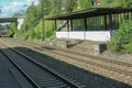 Railway track and station single and multiple tracks Railroad Waiting for the train Royalty Free Stock Photo