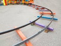 Railway track toy colors turn Royalty Free Stock Photo