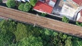 Railway track tracks line railroad train rail aerial photo panoramic view travel Royalty Free Stock Photo