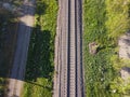 Railway track tracks line railroad train rail aerial photo panoramic view travel Royalty Free Stock Photo