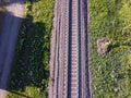 Railway track tracks line railroad train rail aerial photo panoramic view travel Royalty Free Stock Photo