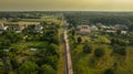 Railway track tracks line railroad train rail aerial photo view portrait format transport