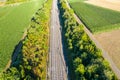 Railway track tracks line railroad train rail aerial photo view