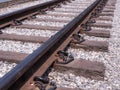 Railway track at train station Royalty Free Stock Photo