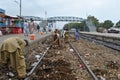 Railway track under construction.