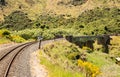 Railway track up Taieri Gorge New Zealand