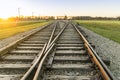 Railway tracks in Auschwitz Birkenau Concentration Camp, Poland Royalty Free Stock Photo