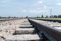 Railway tracks at Auschwitz II concentration camp. Former Nazi German Concentration and Extermination Camp Royalty Free Stock Photo