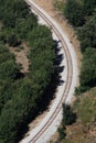 Railway tracks bend