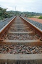 Railway tracks with concrete sleepers.