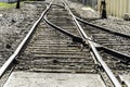 Railway tracks crossing each other to go in different directions Royalty Free Stock Photo