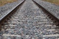 Railway tracks disappearing into the horizon. Concept of means of transport Royalty Free Stock Photo
