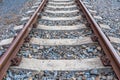 A railway tracks, gravel and screws, transport concept Royalty Free Stock Photo