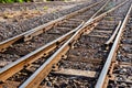 Railway tracks at intersections are used to switch train routes