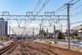 Railway tracks of the Kobe-Suma coastal line, Kobe city, Hyougo Prefecture, Japan Royalty Free Stock Photo