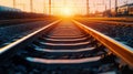 Railway Tracks Leading into the Sunset Royalty Free Stock Photo