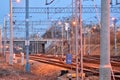 Railway tracks on long exposure at night Royalty Free Stock Photo