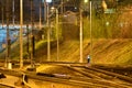 Railway tracks on long exposure at night Royalty Free Stock Photo