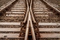 Railway tracks merge together Royalty Free Stock Photo