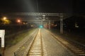 Railway tracks at night Royalty Free Stock Photo