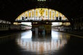 Railway tracks, platform and glass barrel vault roof of the Bangkok Railway Station