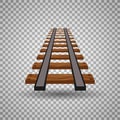 Railway tracks or rail road line on transparent background