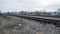 Railway tracks Russian provincial landscape