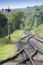 Railway tracks and signals Royalty Free Stock Photo